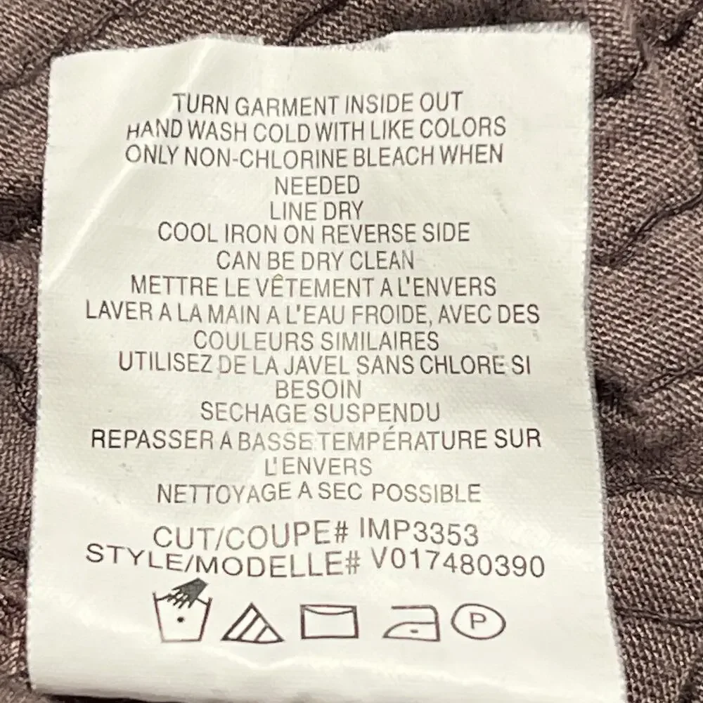 Vince Tunic Top Womens Medium Taupe Metallic Silver Sequins Short Sleeve Draped - Picture 10 of 11